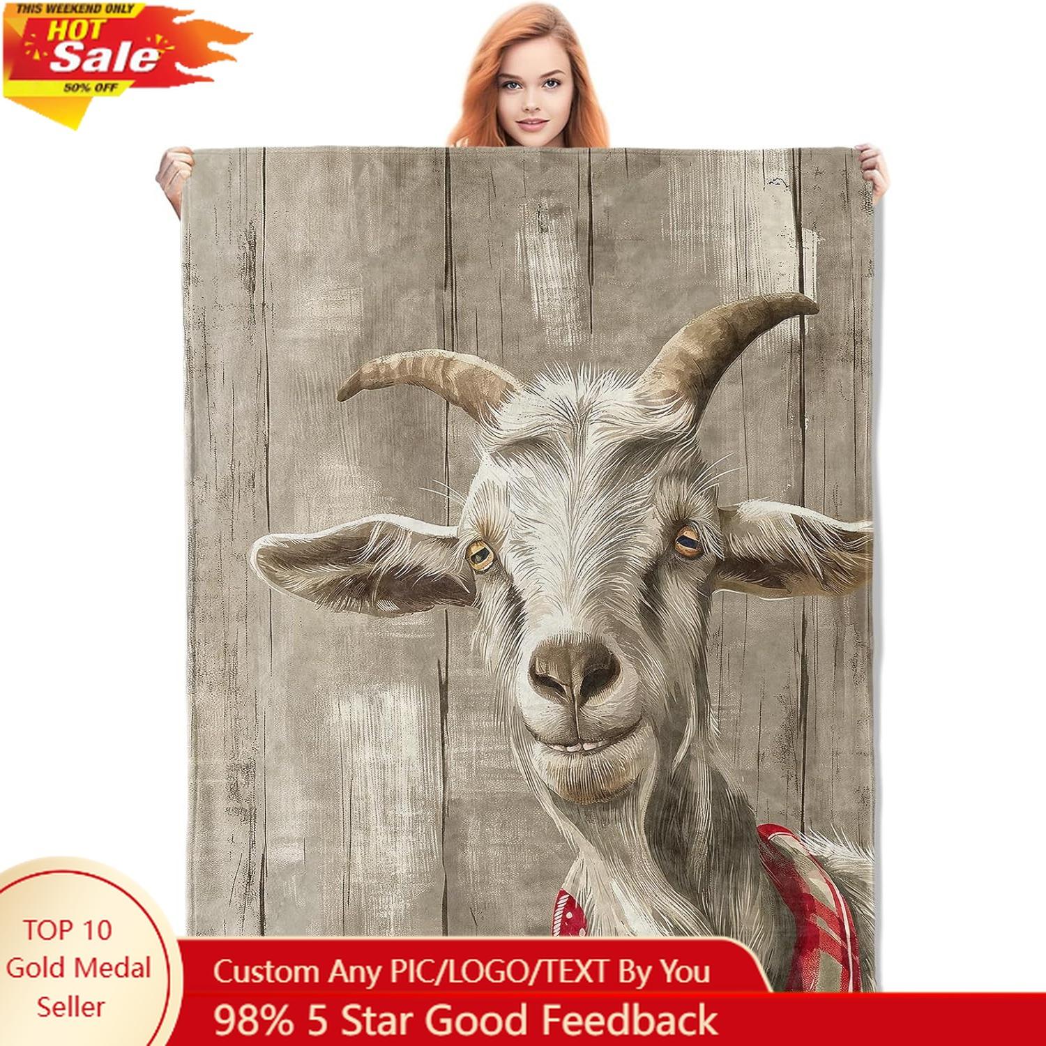 Goat Blanket Rustic Goat Flannel Fleece Throw for Kids Adults Ultra-Soft Warm Home Decor Blanket Goat Gifts Custom blankets 75X95CM