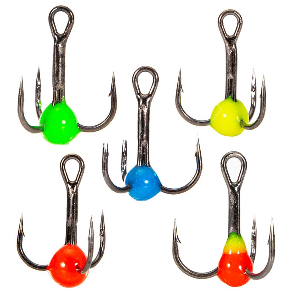 10 Pcs/box High Carbon Steel Mini Head Hook Colorful 3-claw Winter Ice Fishing Fishhook Outdoor Fishing Tackle 6# 8# 10#
