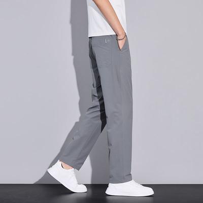 Summer Four Seasons New European Cool Feeling Quick Drying Loose Light Gray Straight Business Casual Pants Men's Pants