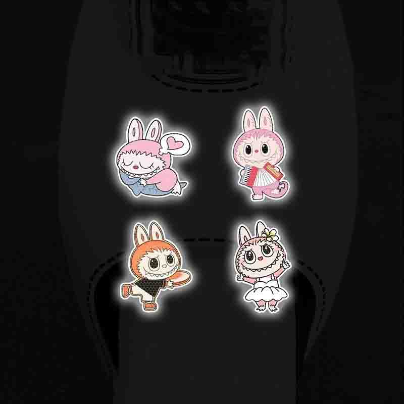 LABUBU Car Reflective Tape Film Car Body Stickers Cartoon Creative Personality Decoration Decals