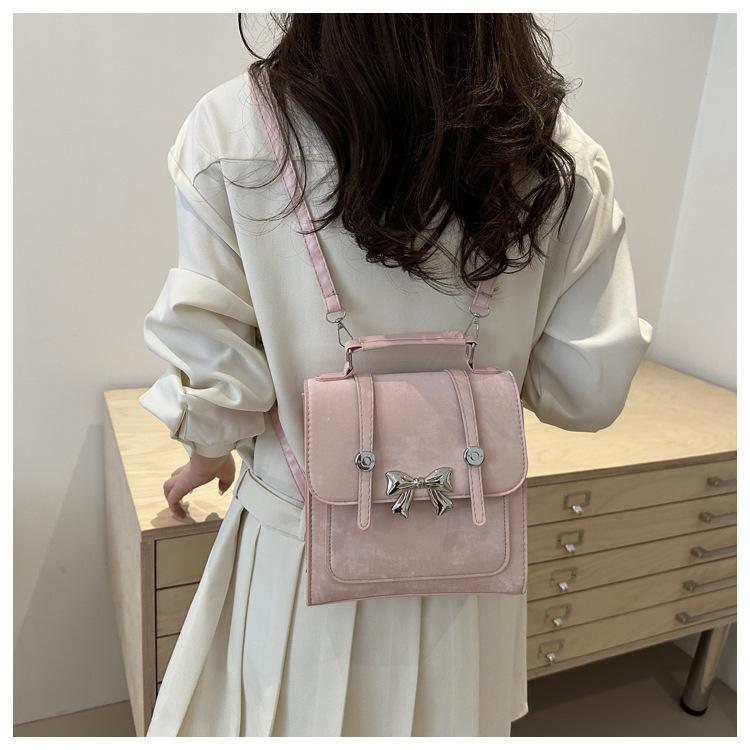 Butterfly Knot Faux Leather Mini Backpack for Women Trendy Small Shoulder Crossbody Purse CLE