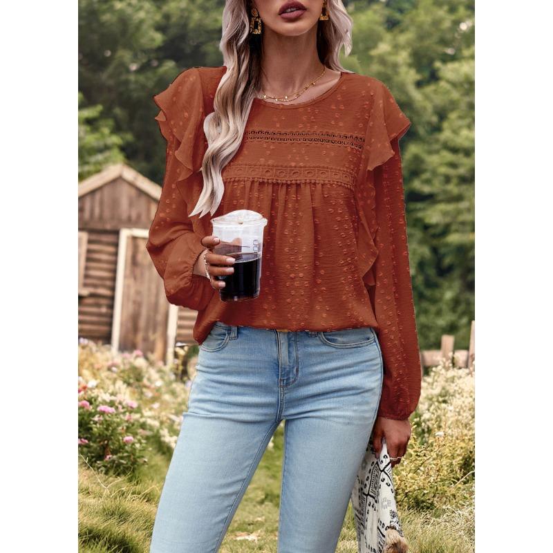 

Женская однотонная рубашка, повседневный топ с длинным рукавом, блузка XL красный