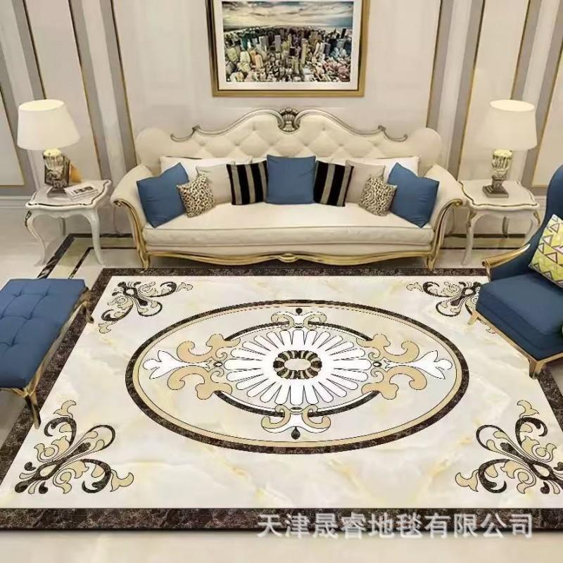 Modern Marble Print Area Rug Living Room Sofa Coffee Table Decorative Floor Mat Crystal Velvet Non-Slip Durable Washable