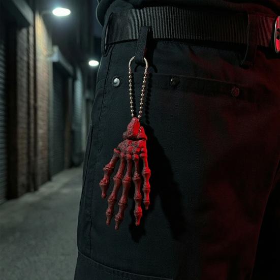 Yousheng Skeleton Hand Keychain, with Hanging Chain 3D Printed Ornament, Movable Joint Design Skull Palm Stress Relief Toy for Halloween