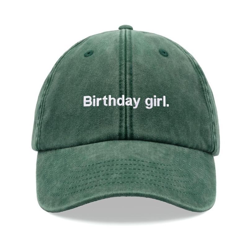 1pc "Birthday Girl" Pikmin Baseball Cap Women,Vintage Washed Heated Rivalry Dad Hat Low Adjustable Driver Cap for Outdoor Sports