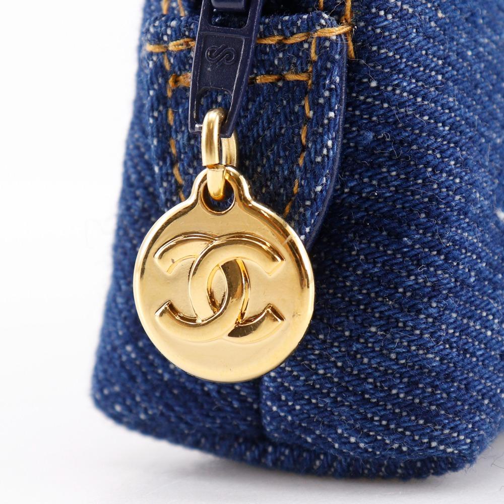 CHANEL COCO Mark Pouch A02789X03304 Mini pouch 97P Blue denim Women Used