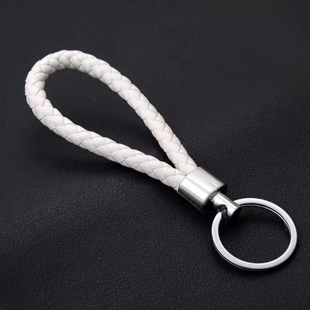 Unisex DIY PU Leather Braided Keychain Woven Rope Pendant Key Ring for Car Bag