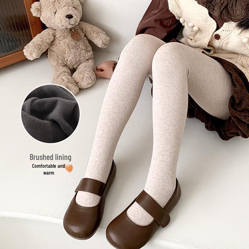 Fleece-lined Kids' Pantyhose & Leggings, Non-slip Dance Socks, and Bodysuits for Spring & Autumn.