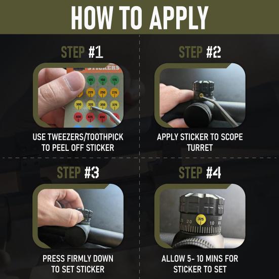 Scope Ranging Stickers for Ballistic Calculation 37 Color-Coded Labels for 100-1000 Yards No-Math Drop Markers for Precision Shoot