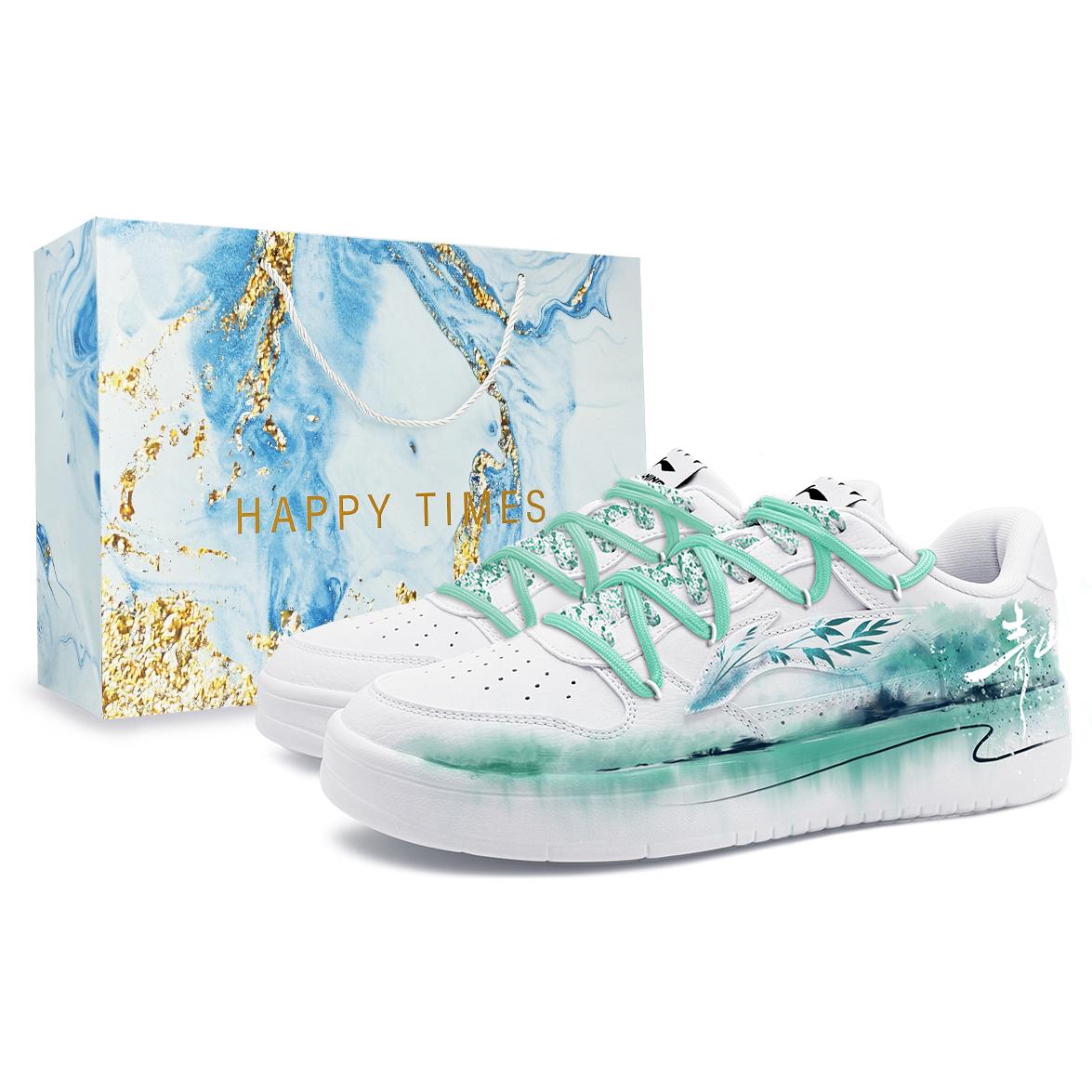 Li Ning Скользящая лодка Нескользящие Устойчивые к истиранию Низкие Скейтбордические кроссовки Унисекс Бирюзовые AGCS419-1(Команда852--) 38