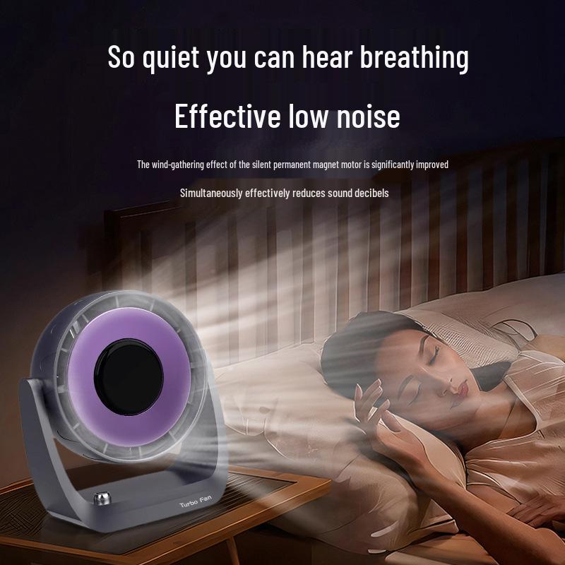 Silent USB Turbo Fan: Compact Wall-Mount & Desktop Electric Fan with Digital Display & Stepless Speed Adjustment Default