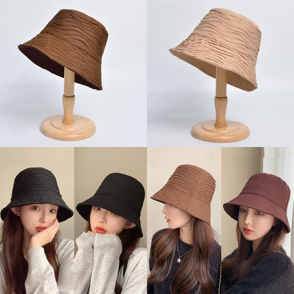 Cotton Twill Wrinkled Fisherman Hat For Winter Casual Outdoor Travel