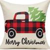 Merry Christmas Decor Cushion Cover 45x45 cm Pillow CaseCartoon Reindeer Santa Claus Printed Throw Pillowcase Linen Pillow Cover