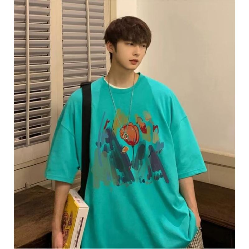 Homens camisetas de manga curta carta impressão gráfica marca de moda camisetas para homens roupas casuais homem verão coreano retro topos para