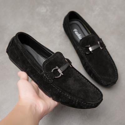 Pantofi Casual de Vară pentru Bărbați, Pantofi de Modă Slip-On din Piele Suede, Mocasini Loafers pentru Bărbați, Pantofi Negri One-Step, Balerini Confortabili, Încălțăminte de Modă pentru Bărbați