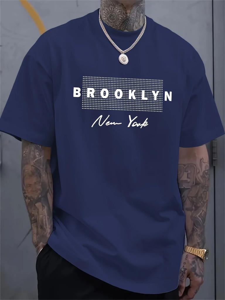 The 2025 summer new mens Tshirt Brooklyn New York Mens Tshirt 3D printed pattern Polyester style Tshirt Round neck Summer c