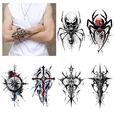 Tatuaggio Temporaneo Tradizionale da Uomo Totem Ragno Grande Drago Trasferimento ad Acqua Tatuaggio Simulato Adesivo Tatuaggio Monouso