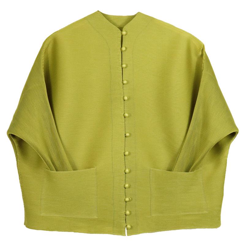 

Miyake 2025 Весна Женский однотонный кардиган с длинными рукавами и рубашка на пуговицах One Size