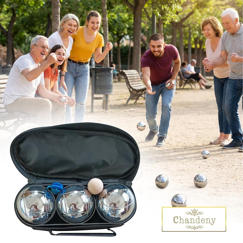 Shandini Petanque Balls, Iron, Standard Size Set, Metal Balls for Outdoor Sports, with Storage Bag, Set of 6 Balls