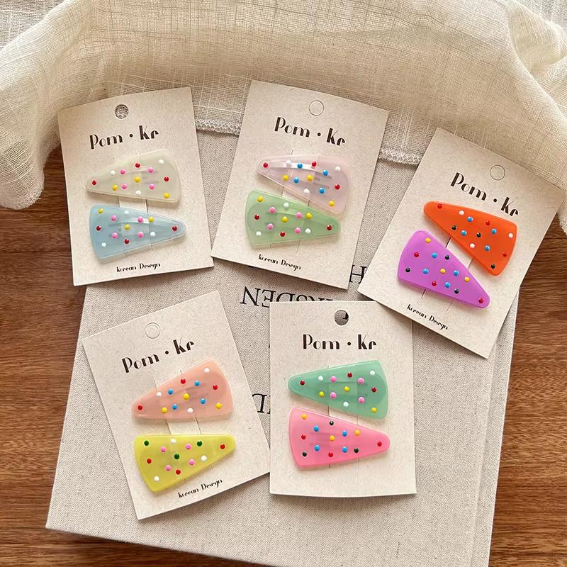 2pcs/set Cute Jelly Color Korean Fashion Kids Girl Hair Clip Triangle Candy Sweet Barrttes for Children BB's Clip Headwear