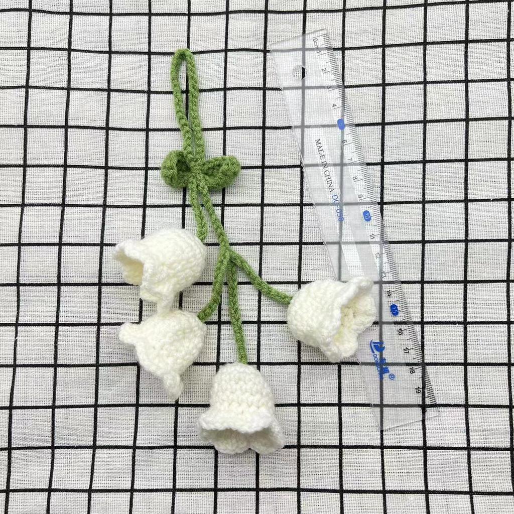 Wool Lily of the Valley Pendant - Handwoven Car Decoration.