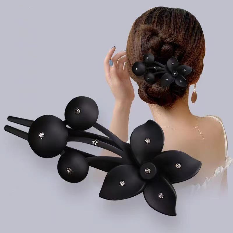 Rhinestone Cherry Blossom Hair Clip for Women – Elegant Updo Accessory