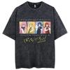 Bocchi the Rock! Kessoku Band "Full Group" Vintage Washed Oversized Black T-Shirt | Anime Fan Unisex Streetwear Tee