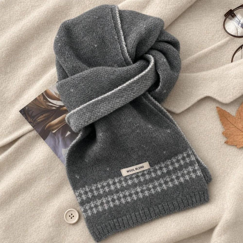 Retro Knitted Scarf Korean Style Winter Scarf Versatile Ladies Wool Scarf