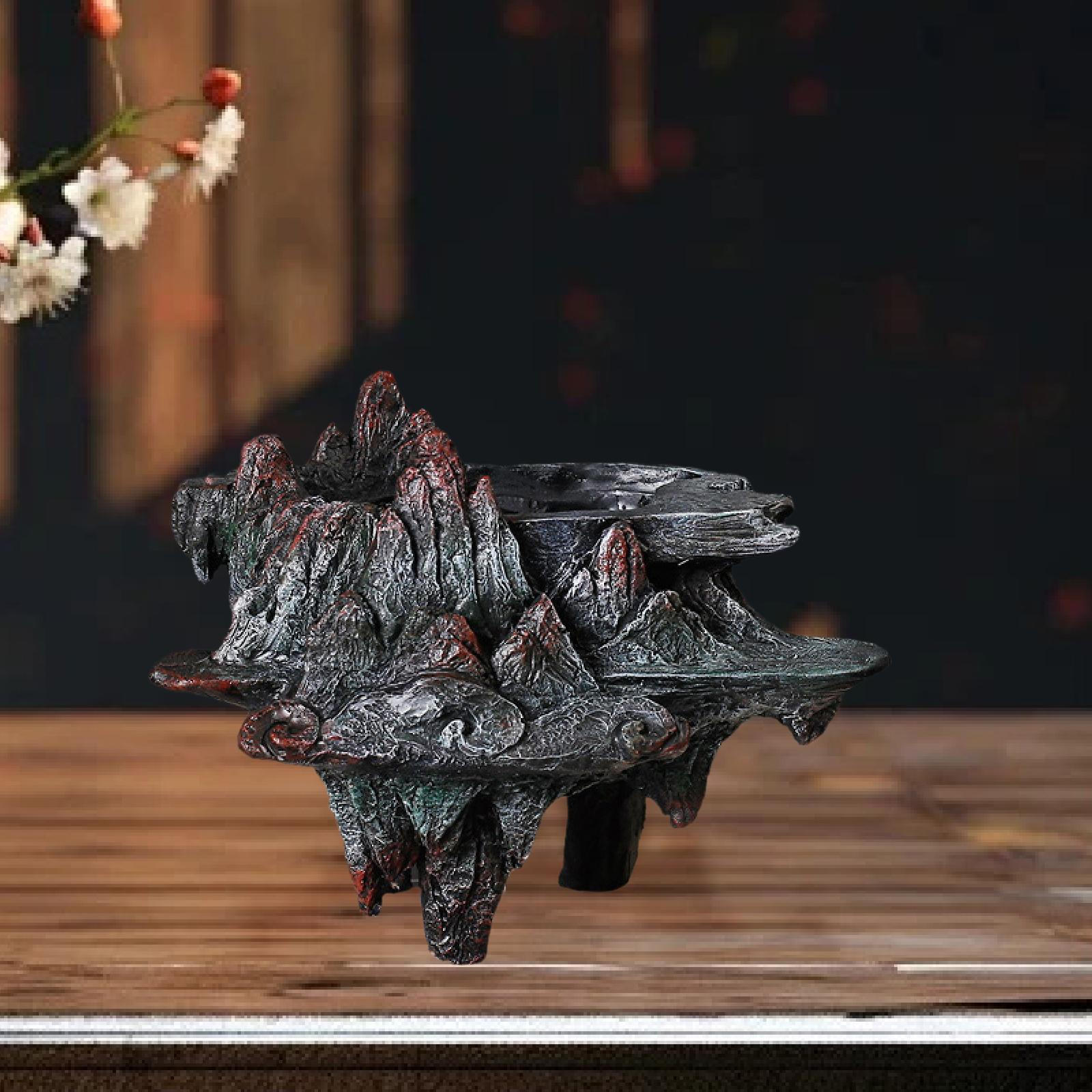 

Смола Рокарий бонсай художественный горшок цветочный горшок 19,8x13x15 см декоративное украшение для балкона ручной работы для чёрный