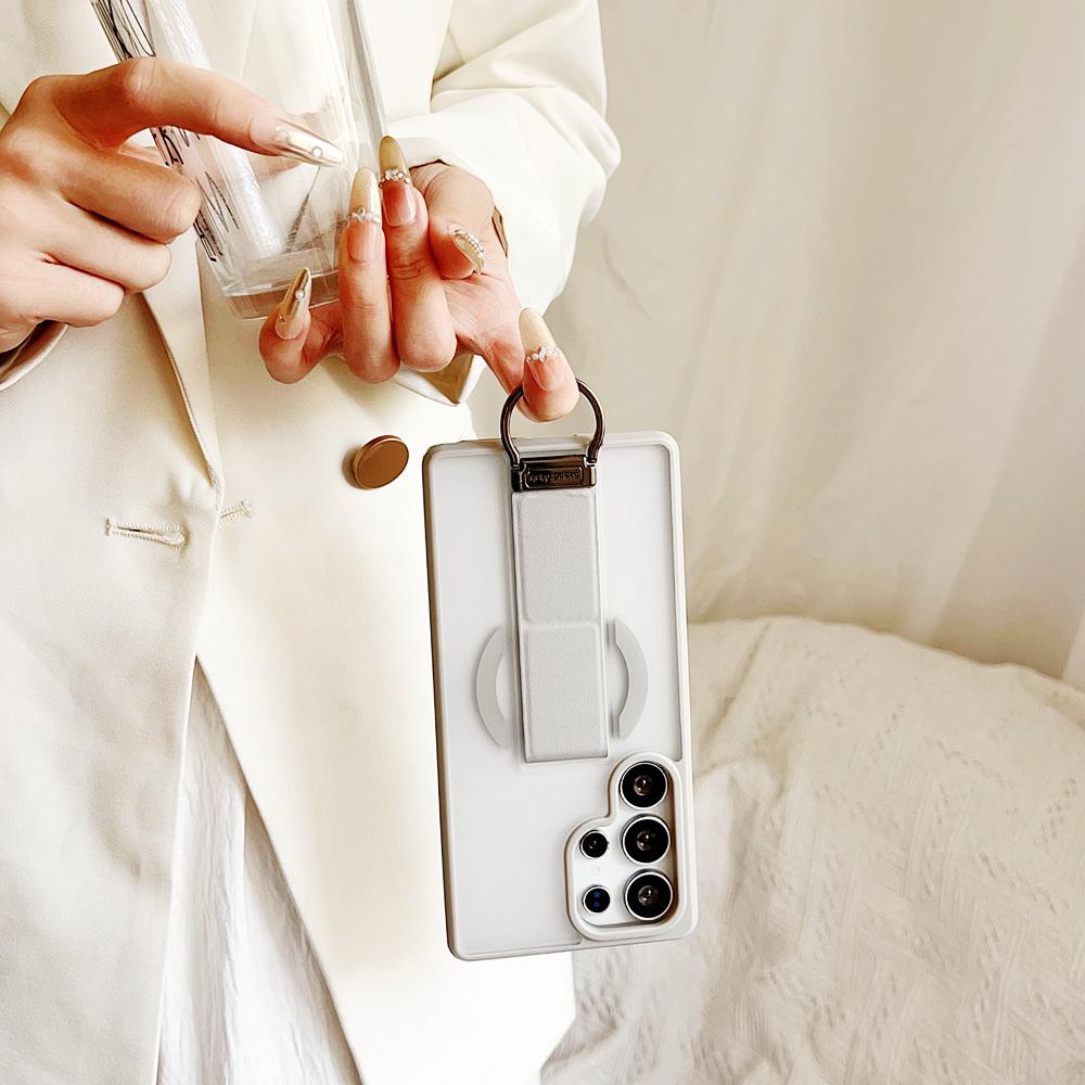 KEYSION Magnetic Phone Case for Samsung Galaxy S23 S24 25 Ultra Translucent Matte Silicone+PC Upright Kickstand Shockproof Back Cover