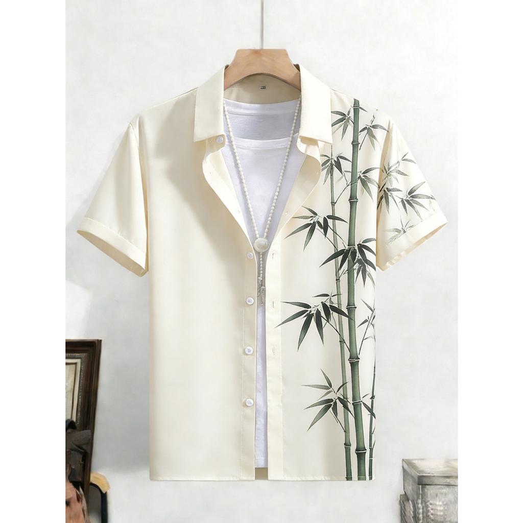 2026 Men's Spring New Short-Sleeved Shirt Plant Flowers HD 3D Printed Shirt Hawaiian Beach Party Clothes Men's Quick Drying 5XL
