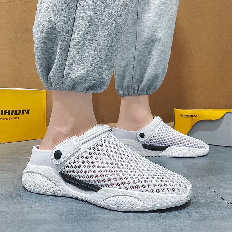 Mesh Thick-soled Half Shoes For Man Mules Light Closed Toe Slide Sandals Slip On Backless Loafers Men Open Back Casual Shoes