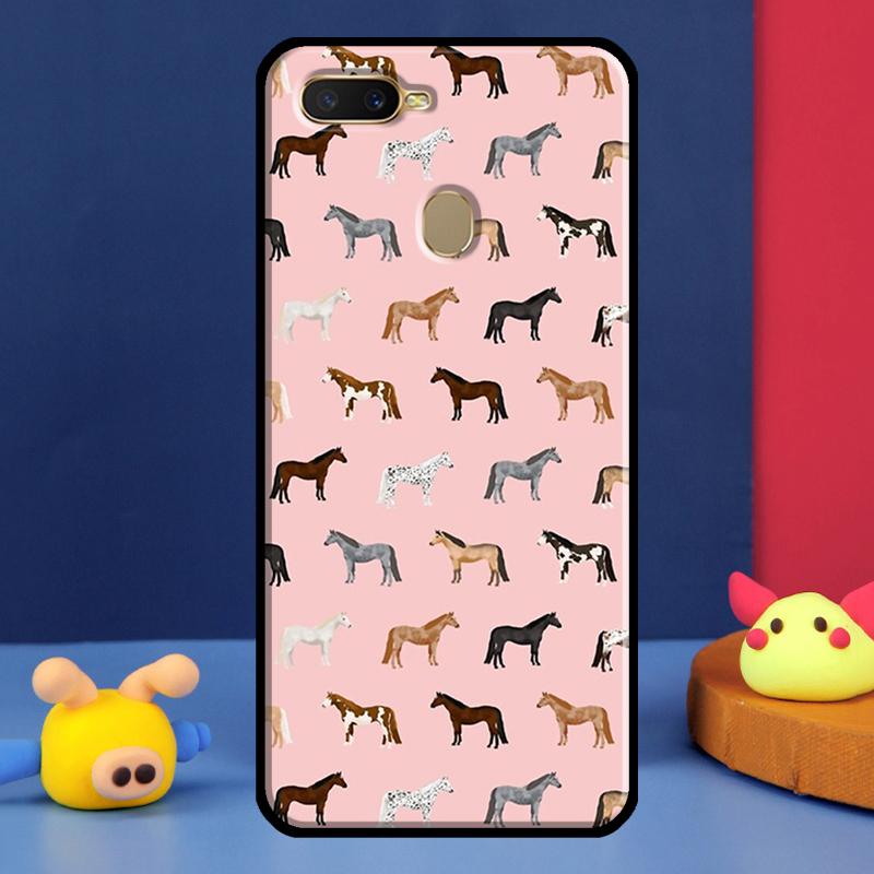 Horses Pattern Collage Case For Oppo A91 A5 A9 A16 A76 A96 A58 A78 A98 A52 A72 A74 A94 A54 S A57 A77 A15 A17 Cover