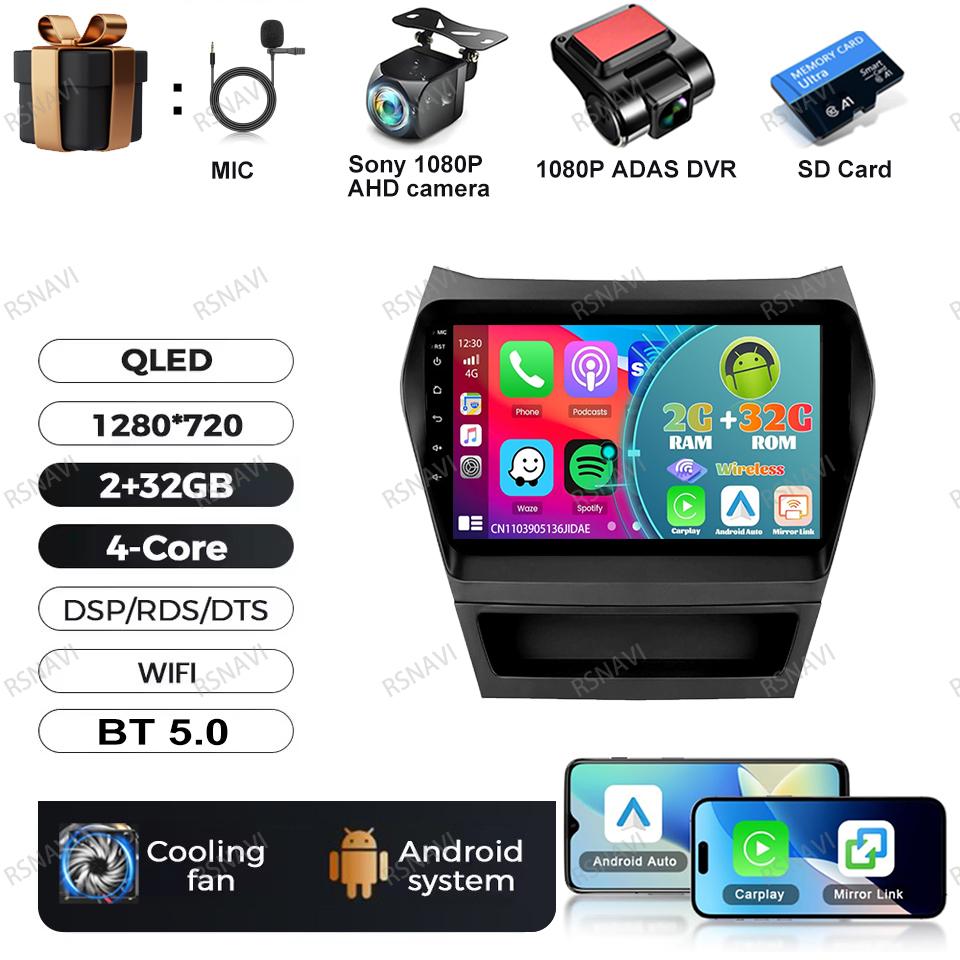 Car Radio Android 16 For Hyundai Ix45 Santa Fe 2013 2014 2015 2016 2017 Autoradio Qualcomm Navigation QLED BT GPS Head Unit DSP