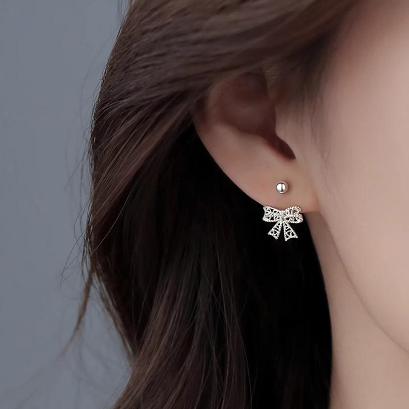 Hollow Butterfly Earrings for Women Screw Back Studs Light Luxury Vintage Minimalist Ear Jewelry
