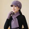 Old Lady Rabbit Fur Warm Knitted Hat Female Mother Plus Fleece Basin Hat Grandma Wind and Cold Scarf Glove Hat