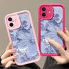 Candy Color Tpu Soft Phone Case for iPhone 16 Pro 15 14 Plus 13 12 11 Pro Max Xs Xr 8 7 Shockproof Relief Blue Flower Pattern Lens Protection Cover