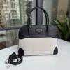 Borsa da donna in pelle primo strato di pelle bovina con tela 31 borsa a conchiglia bowling portatile a spalla obliqua all'ingrosso