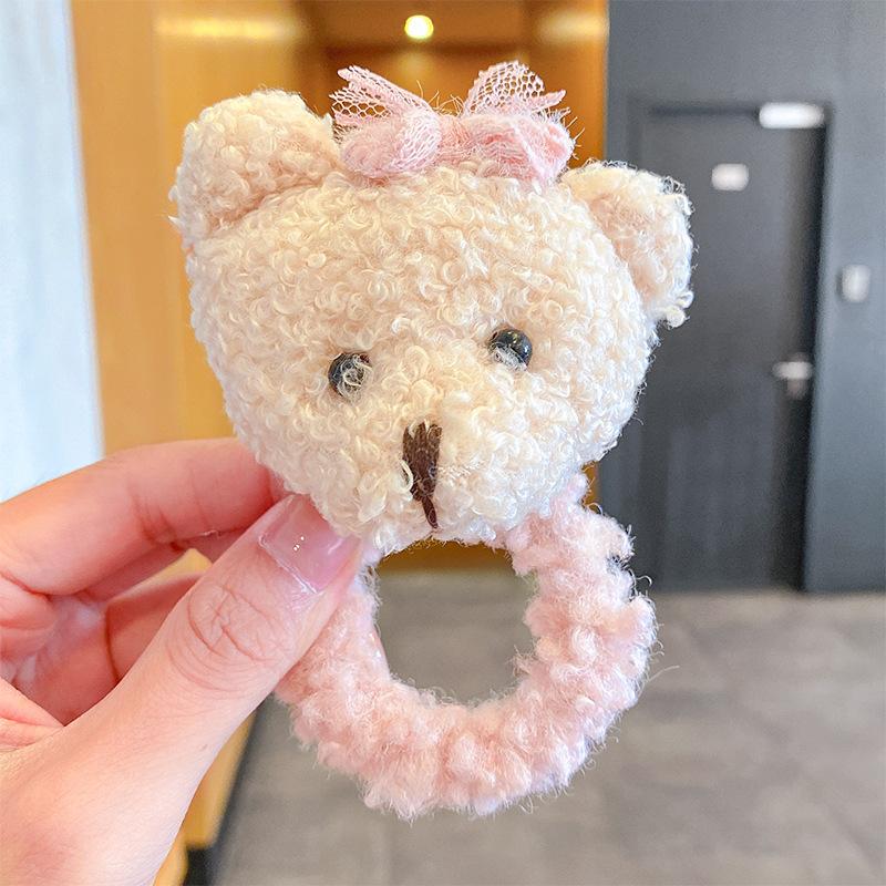 Nya Kvinnor Söta Plysch Liten Björn Gummisnoddar Elastiska Hårband För Barn Flickor Huvudbonader Hårband Mode Håraccessoarer