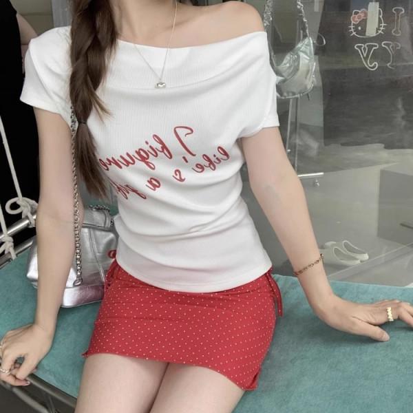 

Slim Fit Sweet & Spicy Girl Letter Print Crop Top - Women s Summer 2025 Design M [Premium] белый