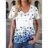 Women's T-Shirt Fashion V-Neck Summer Short Sleeve Loose Streetwear Female Clothes