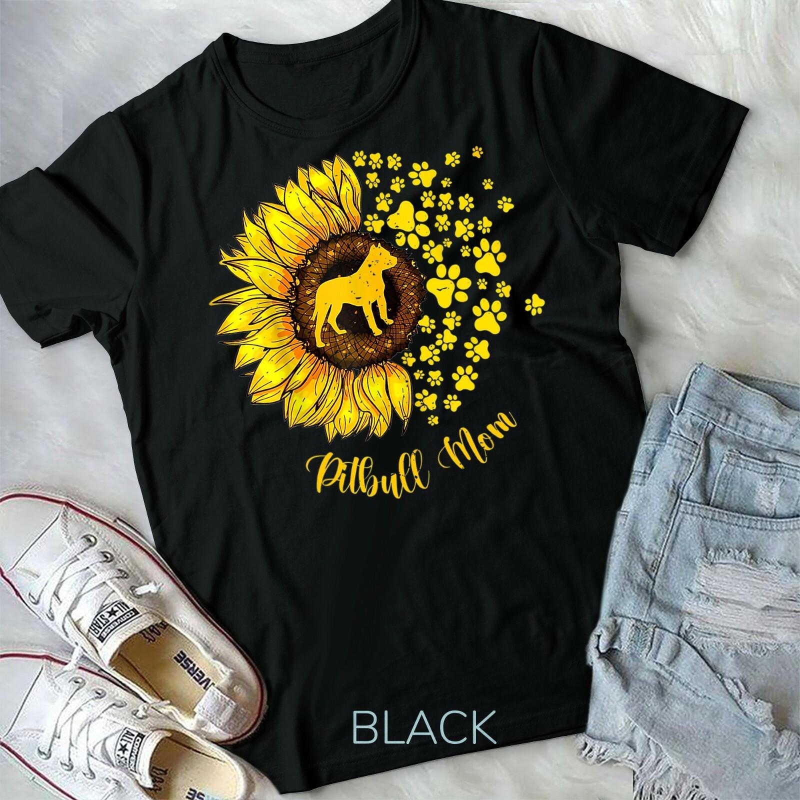 Sunflower Pitbull Mom Dog Lover Unisex Form T-shirt XL