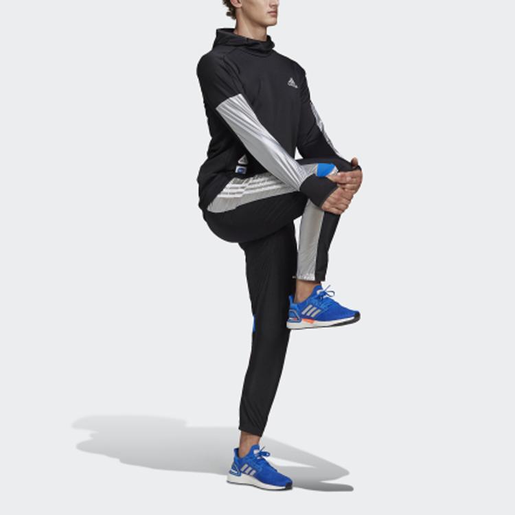 Adidas Running Series Space Splicing Design Pullover Hoodie Men Sports Tops Black GK6996