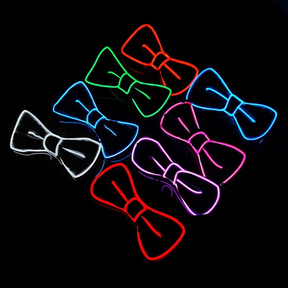Music Festival Costume Tie Suspenders Set Hanging Pants Clip LED Suspenders Clips Luminous Bow Tie