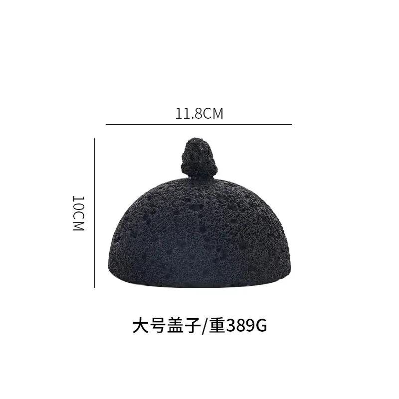 Creative Black Volcanic Stone Art Tableware, Dry Ice Sushi Plate, Cold Plate, Unique Cement Honeycomb Coal Spherical Plate