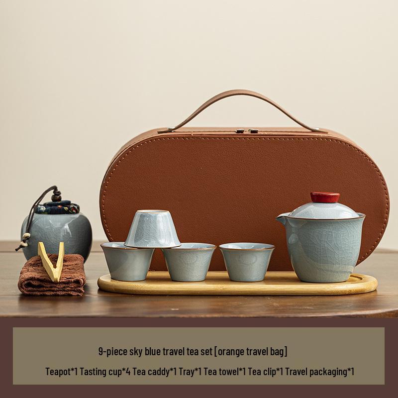 Portable Ceramic Tea Set: One Pot & Three Cups for Outdoor and Business Gifts