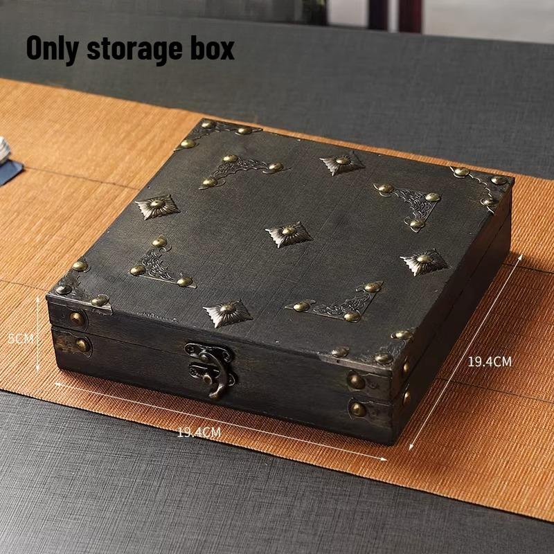 

Retro Wooden Square Storage Box Jewelry Identification Book Storage Gift Box Multifunctional Miscellaneous Items