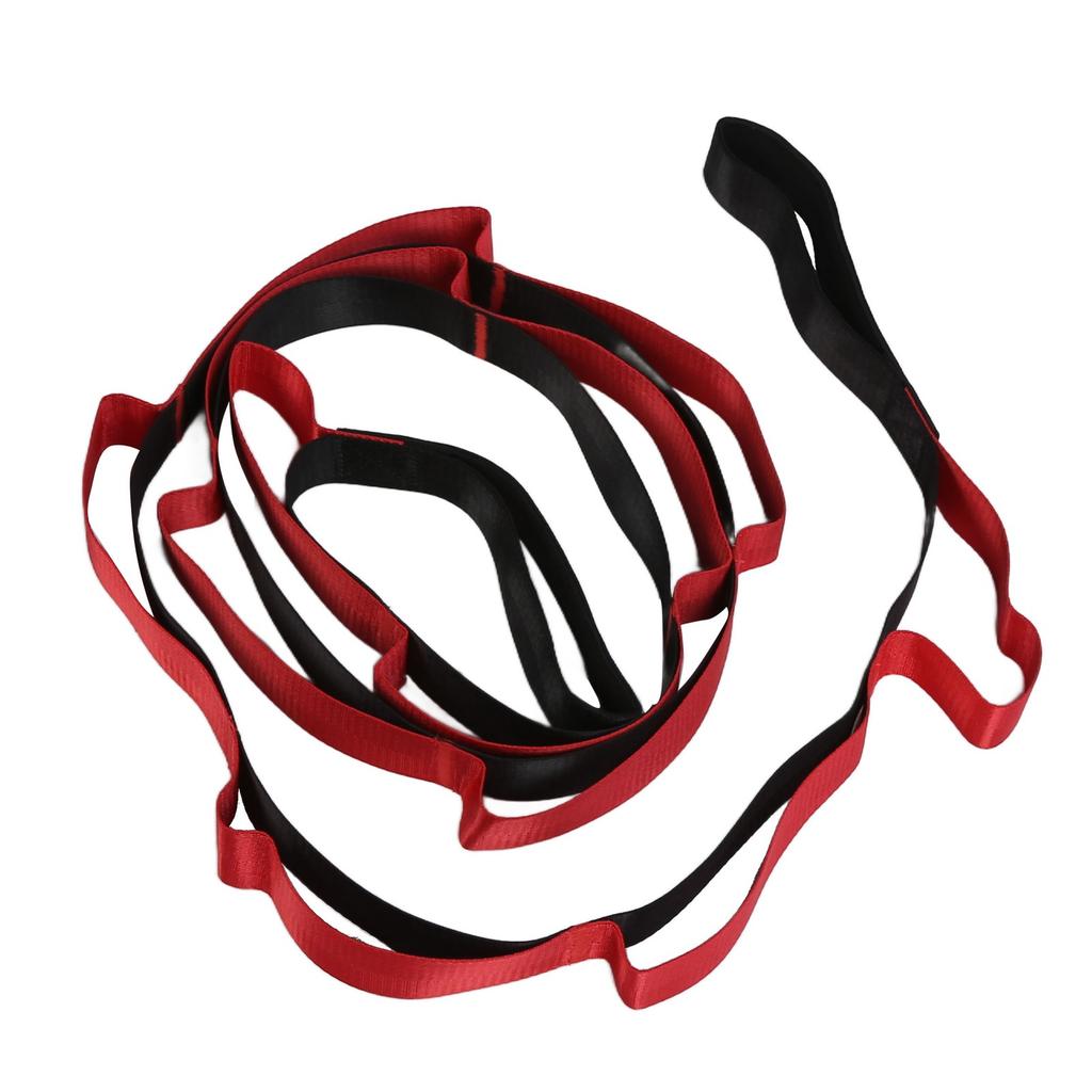12 Loops Yoga Stretch Strap Nylon Nonelastic Yoga Strap for Yoga Pilates GymnasticsRed