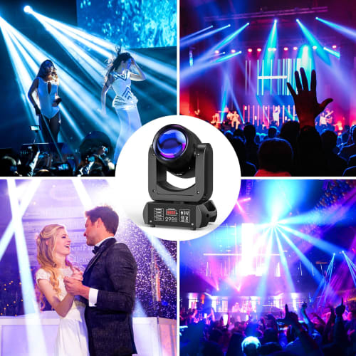 SEBRUANC 150W Moving Light, Moving Head Stage Light, Party Light, 18-Face Prism, DMX512 12CH, Voice Activated, 8 Patterns & 8 Colors, High Brightness,