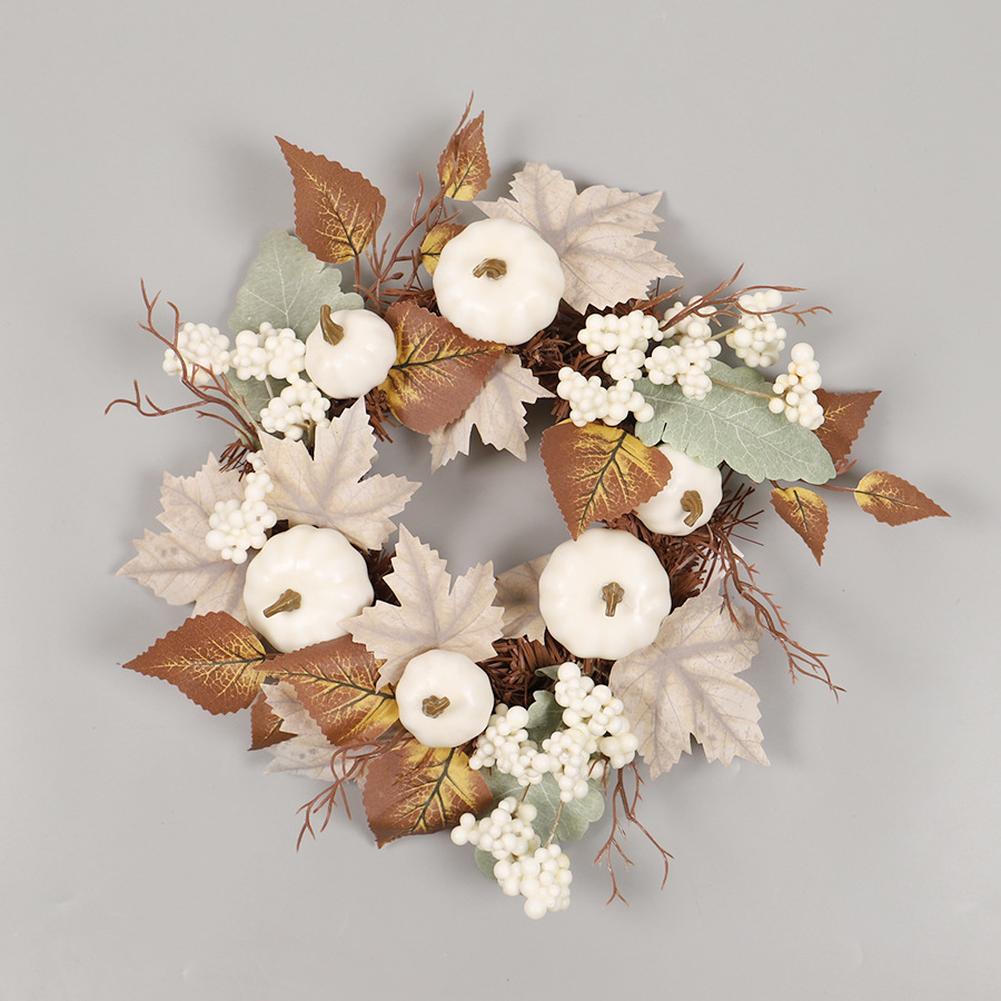Fall Wreath Front Door Artificial Autumn Wreath Pumpkin Berry Branchesm Leaves Outdoor